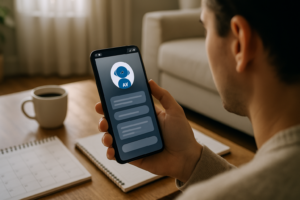 Google gör Gemini mer hjälpsam i vardagen: person använder en AI-assistent i mobilen på morgonen.