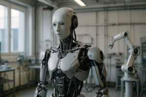Nvidia visar ny referensplattform för humanoida robotar: humanoid robot i forskningslaboratorium.