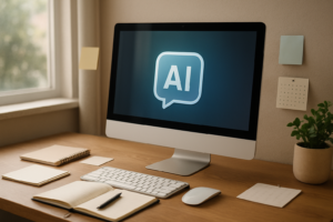 OpenAI börjar förbättra ChatGPT:s minne: en digital arbetsyta som symboliserar AI-minne och kontinuitet.