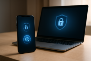 OpenAI uppdaterar ChatGPT:s minne och lägger till: smartphone och laptop som symboliserar ChatGPT:s minne och kontosäkerhet.